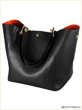Large Work Tote Bag Waterproof Vegan Leather Handbag Big Bucket Purses